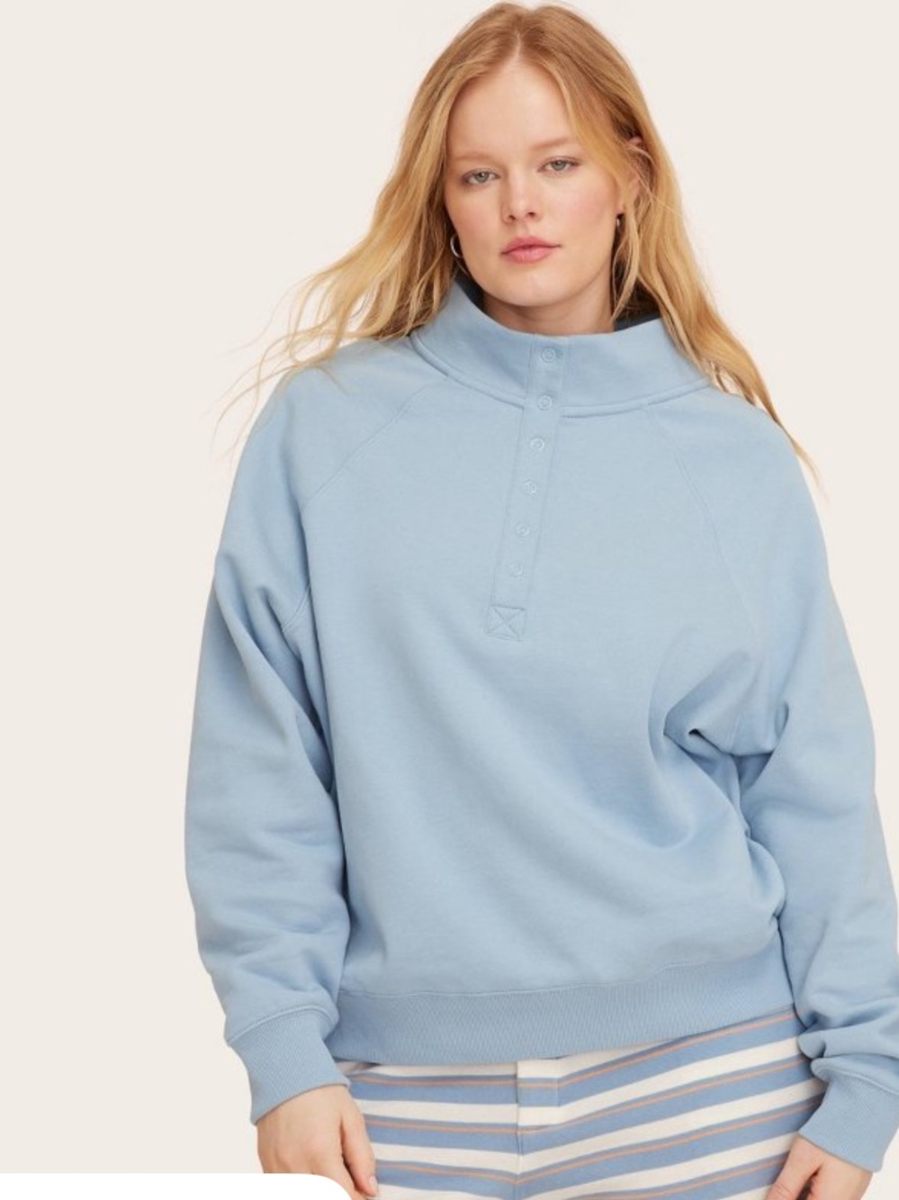 Parke X Target Women’s Snap Mockneck Popover Sweatshirt Light Blue L/XL